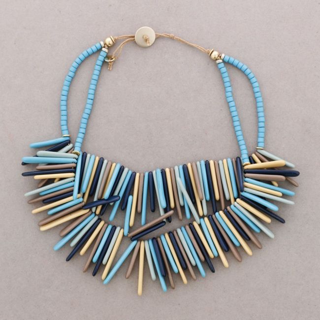 DOUBLE BEAD CHOKER WITH RESIN FRINGE