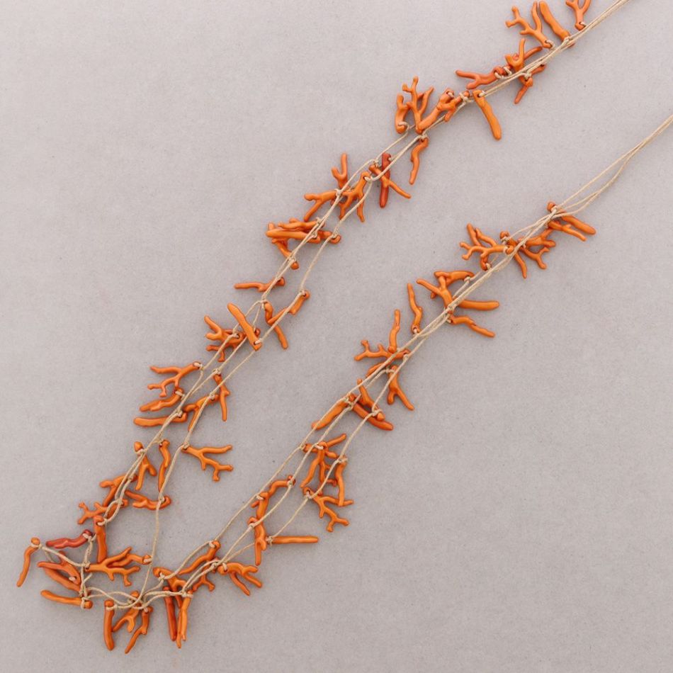 COLLAR LARGO TRIPLE CUENTAS FLOR CORAL RESINA