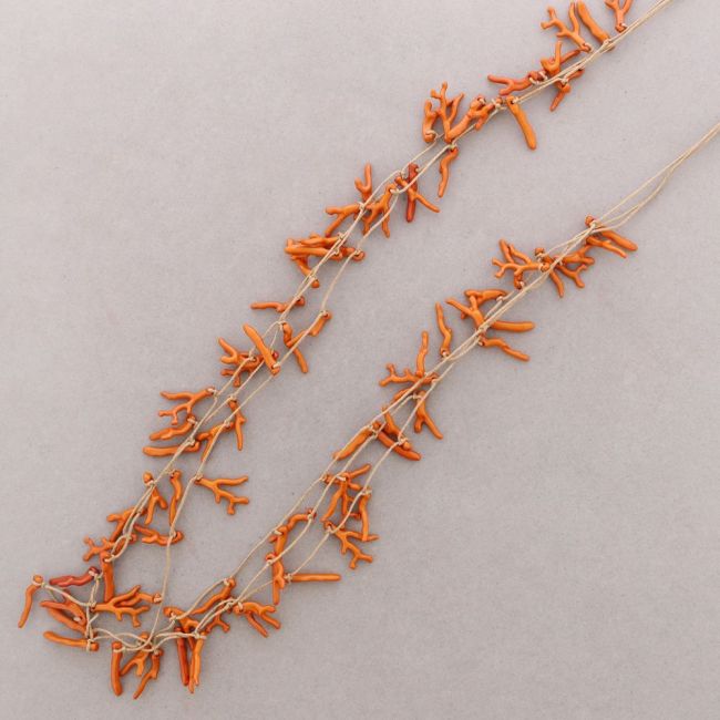 COLLAR LARGO TRIPLE CUENTAS FLOR CORAL RESINA
