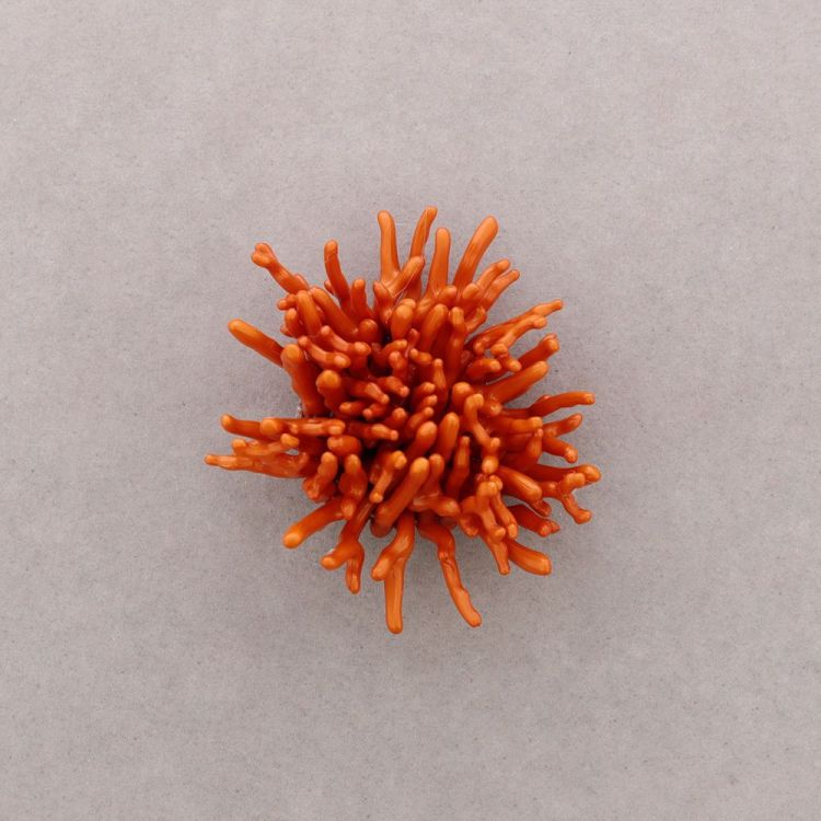 CORAL FLOWER RESIN BROOCH