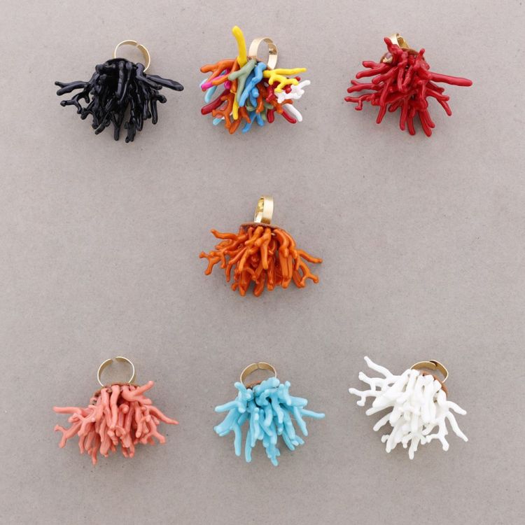 ANILLO FLOR CORAL RESINA 2