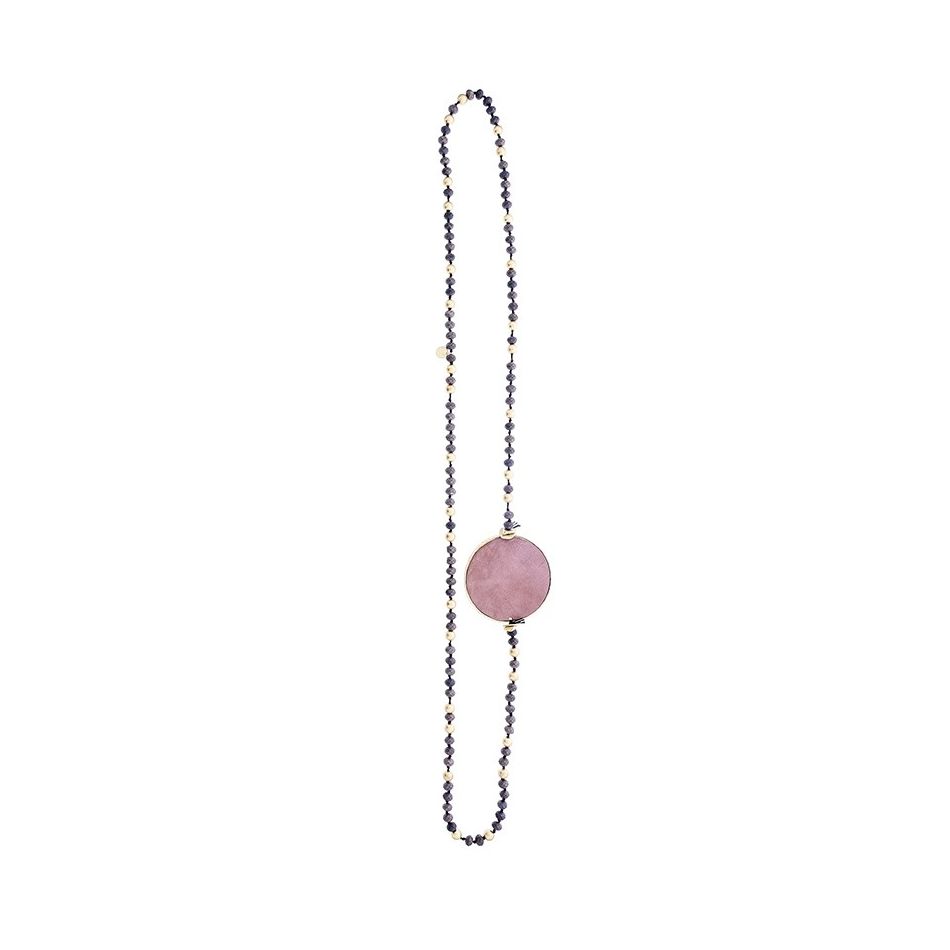 COLLAR LARGO CRISTALES MEDALLA FORRADA
