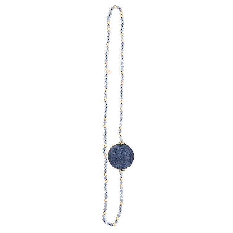 LONG CRYSTAL NECKLACE WITH LINED MEDAL 2