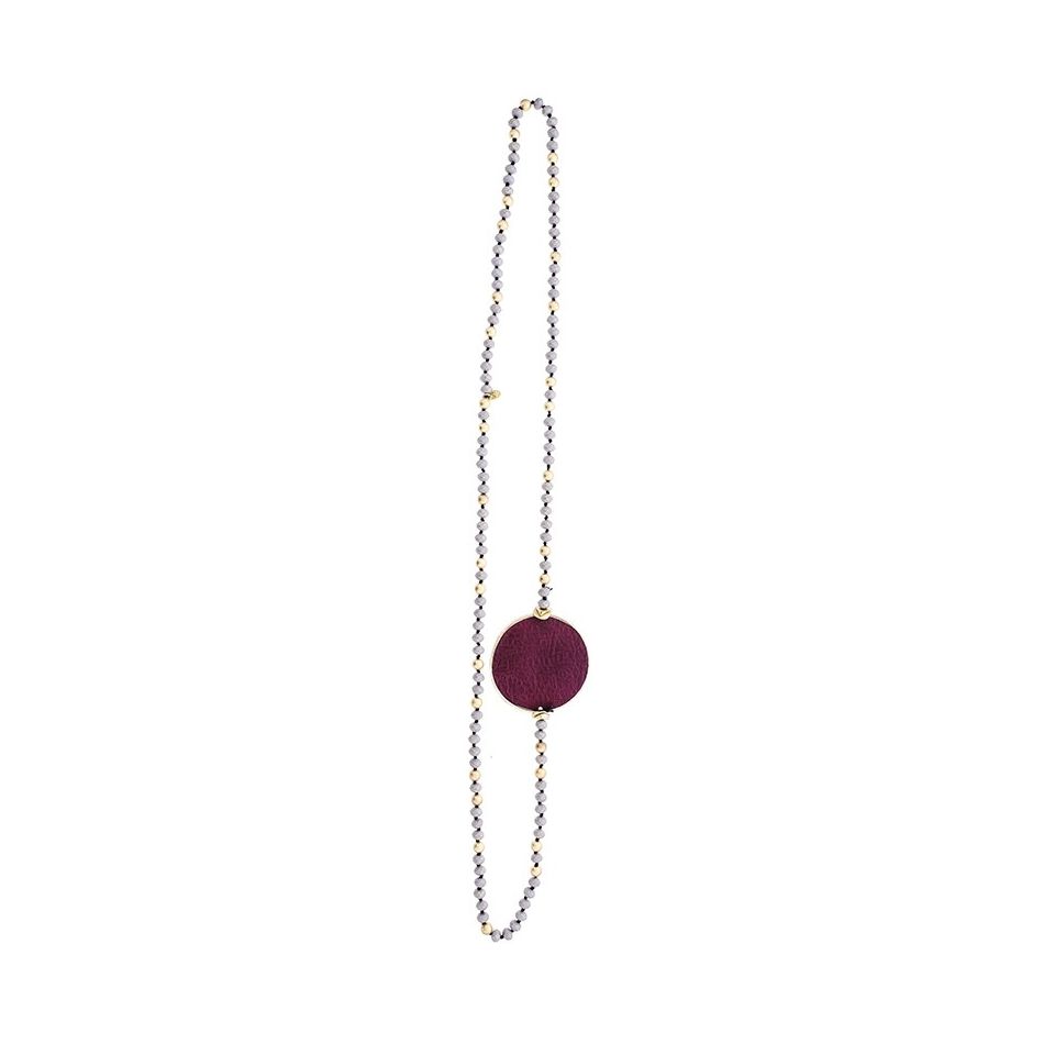 LONG CRYSTAL NECKLACE WITH LINED MEDAL