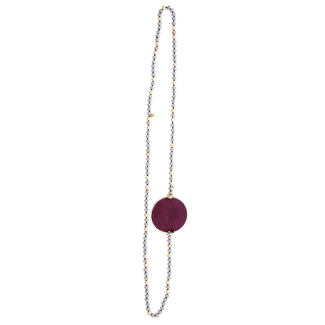 COLLAR LARGO CRISTALES MEDALLA FORRADA