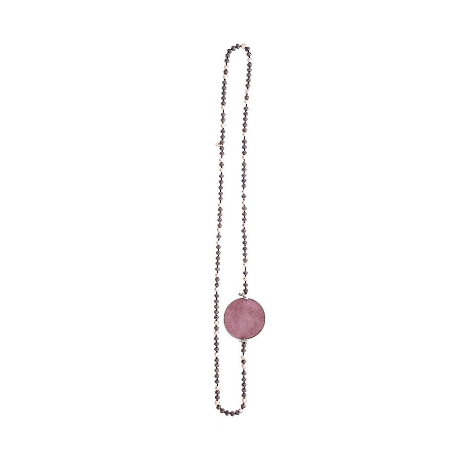 COLLAR LARGO CRISTALES MEDALLA FORRADA
