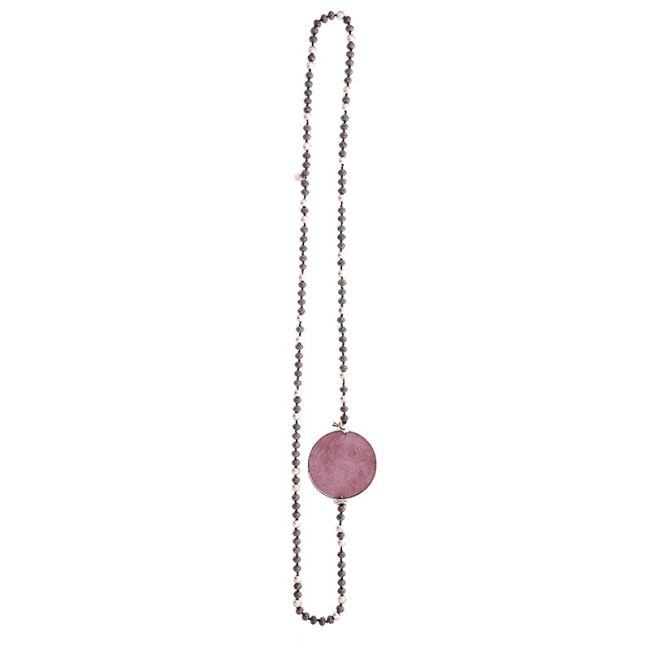 COLLAR LARGO CRISTALES MEDALLA FORRADA