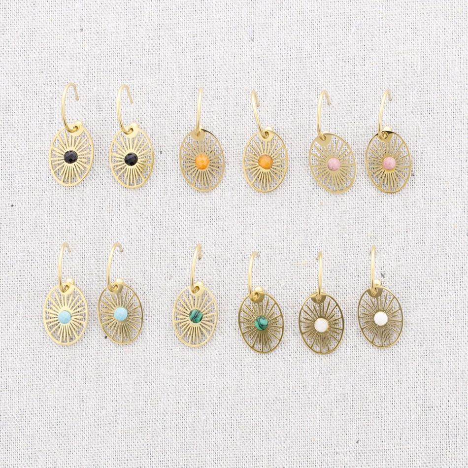 PENDIENTES ACERO ARO COLGANTE PIEDRA