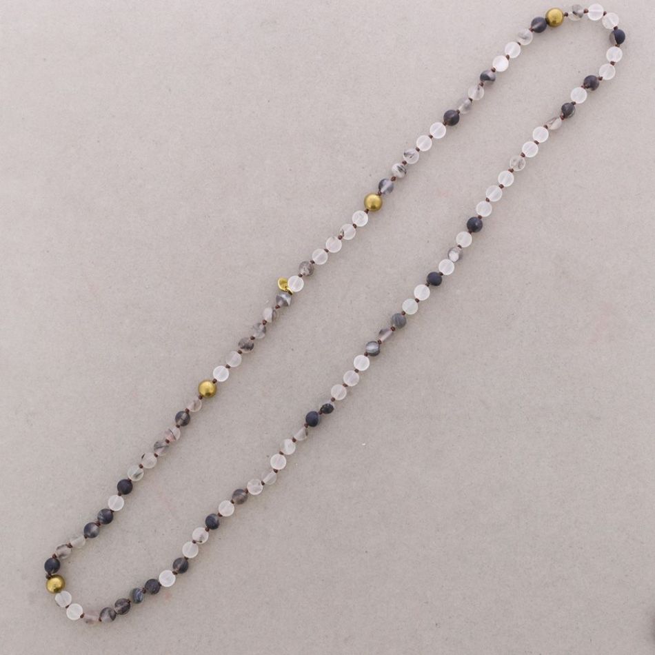 LONG NECKLACE WITH FACETED STONES