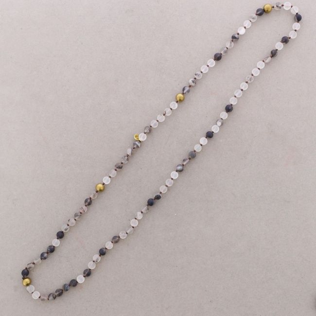 LONG NECKLACE WITH FACETED STONES