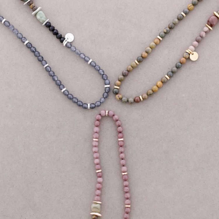 METAL STONE BEADS SHORT NECKLACE 2