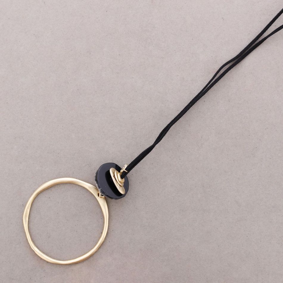 COLLAR LARGO COLGANTE ANILLA METAL PIEDRAS
