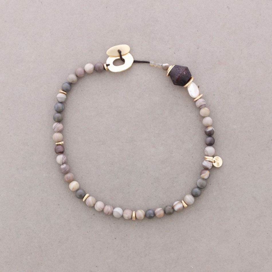 CULTIVATED PEARL STONE BALLS SHORT NECKLACE