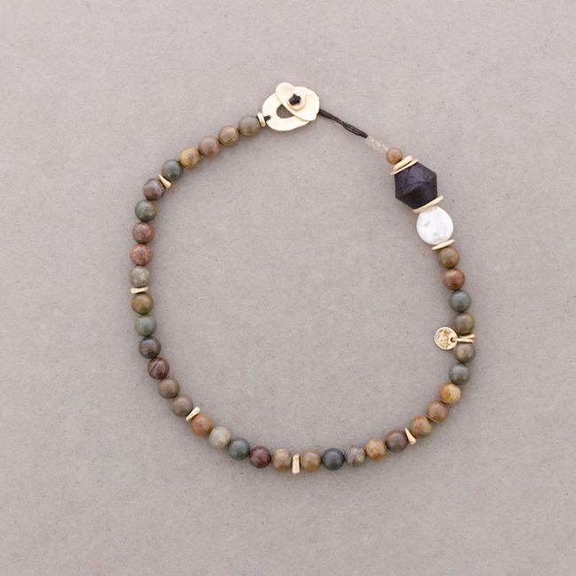 CULTIVATED PEARL STONE BALLS SHORT NECKLACE
