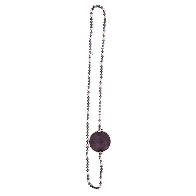 COLLAR LARGO CRISTALES MEDALLA FORRADA