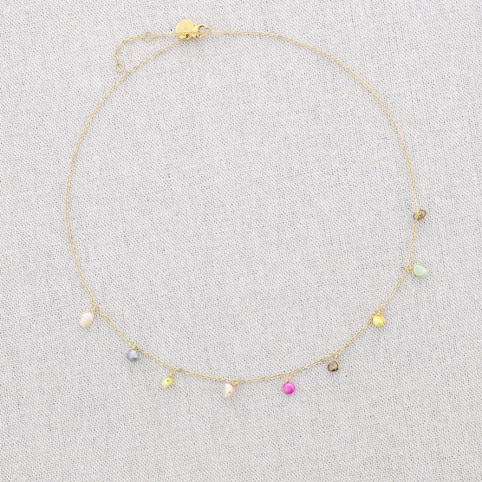 STEEL SHORT NECKLACE WITH PEARL PENDANTS