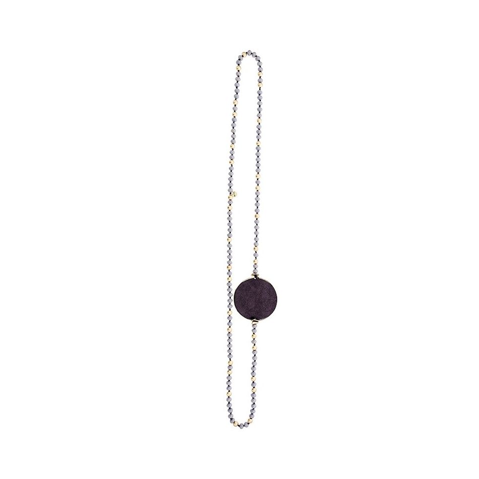 COLLAR LARGO CRISTALES MEDALLA FORRADA