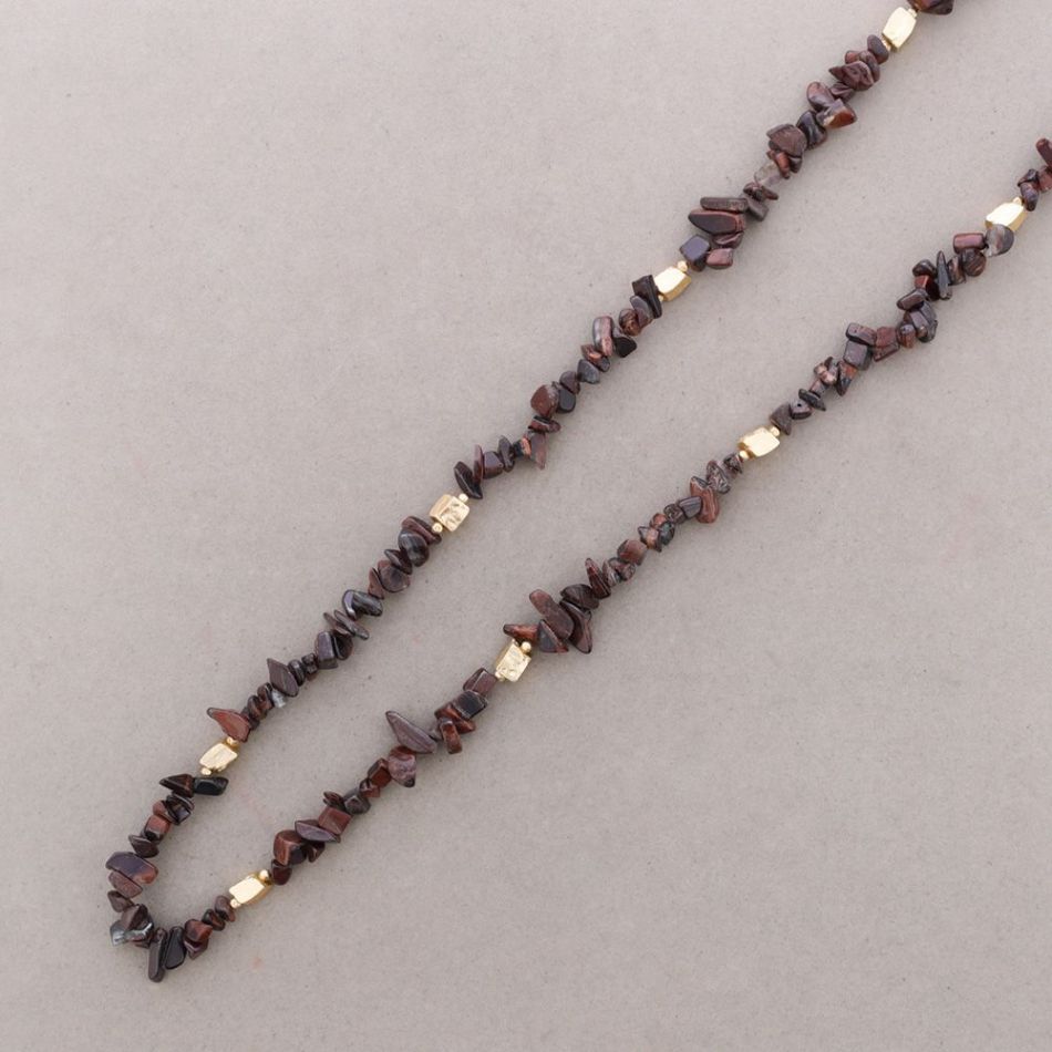 COLLAR LARGO PIEDRAS CUENTAS METAL