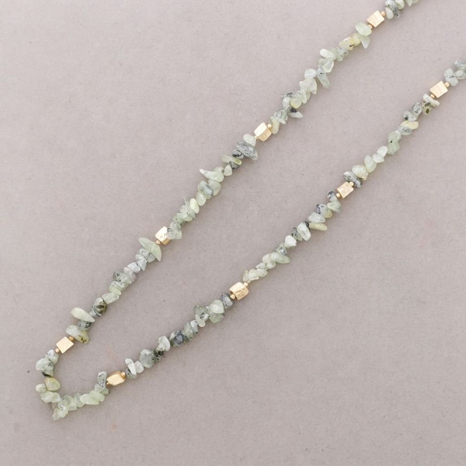 COLLAR LARGO PIEDRAS CUENTAS METAL