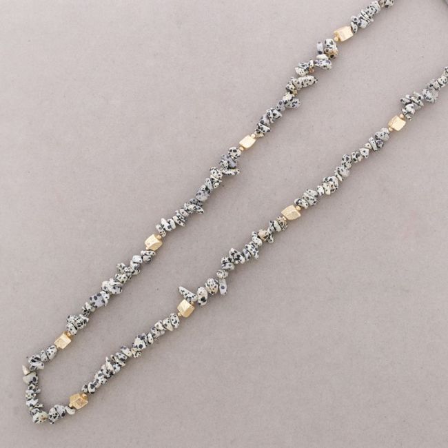 COLLAR LARGO PIEDRAS CUENTAS METAL