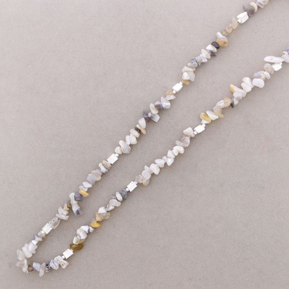 COLLAR LARGO PIEDRAS CUENTAS METAL