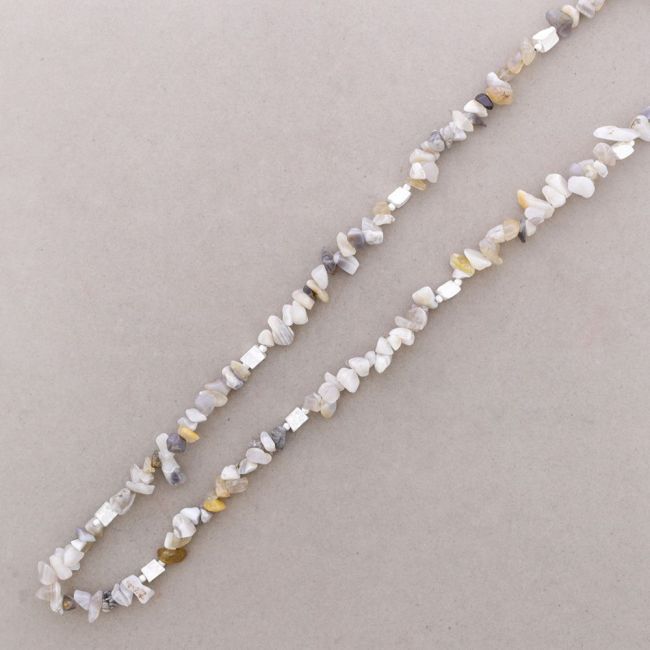 COLLAR LARGO PIEDRAS CUENTAS METAL