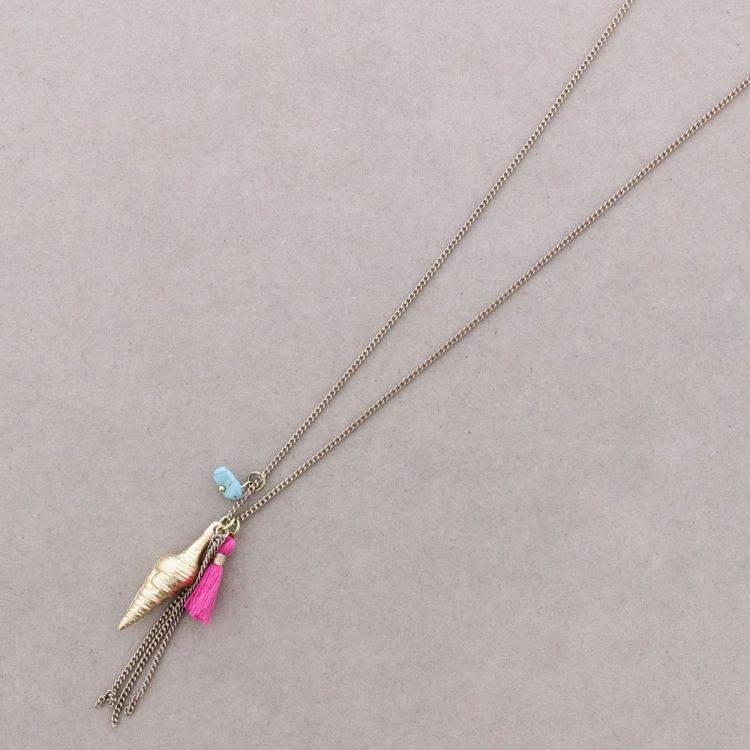 LONG NECKLACE WITH METAL SNAIL PENDANT