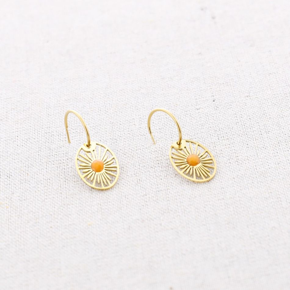 PENDIENTES ACERO ARO COLGANTE PIEDRA