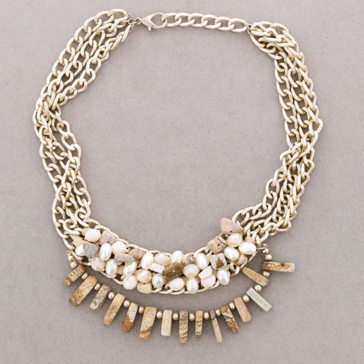STONE CHAIN SHORT NECKLACE