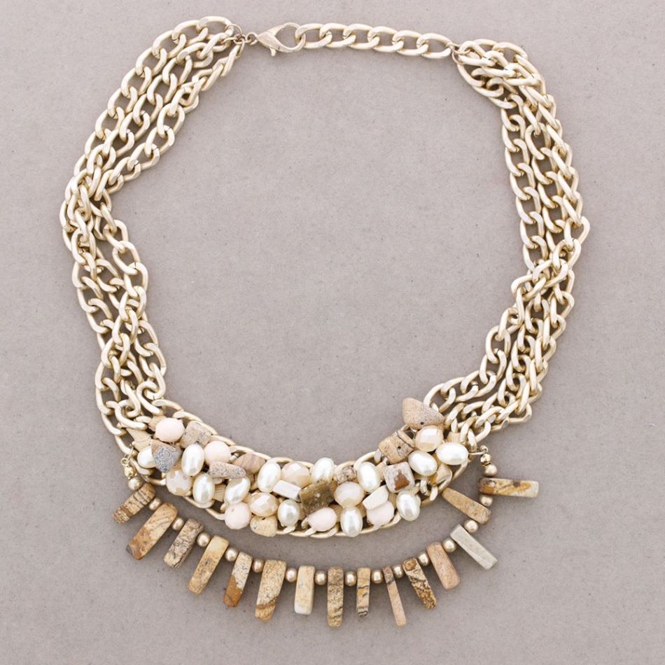 STONE CHAIN SHORT NECKLACE