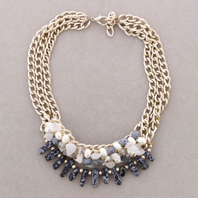 STONE CHAIN SHORT NECKLACE