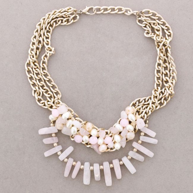 STONE CHAIN SHORT NECKLACE