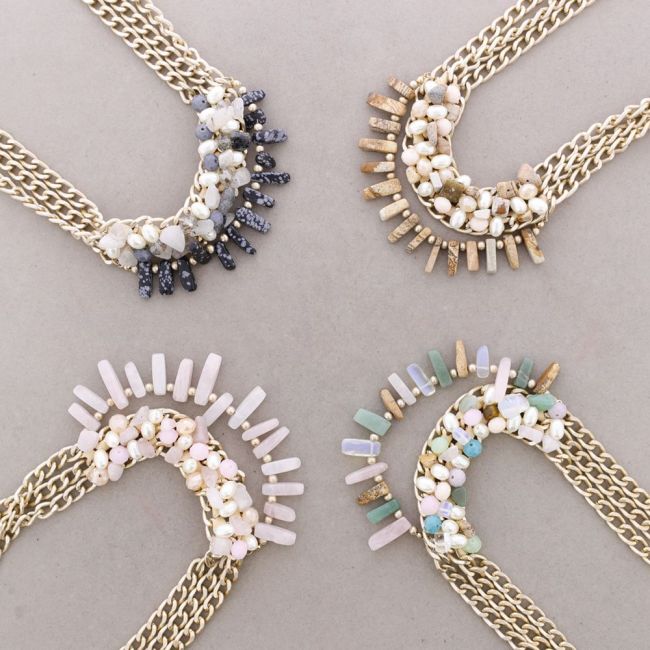 STONE CHAIN SHORT NECKLACE