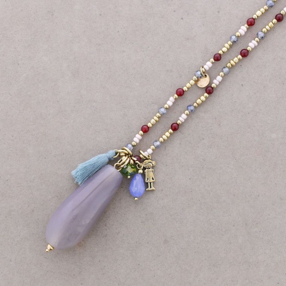 COLLAR LARGO PIEDRAS COLGANTES