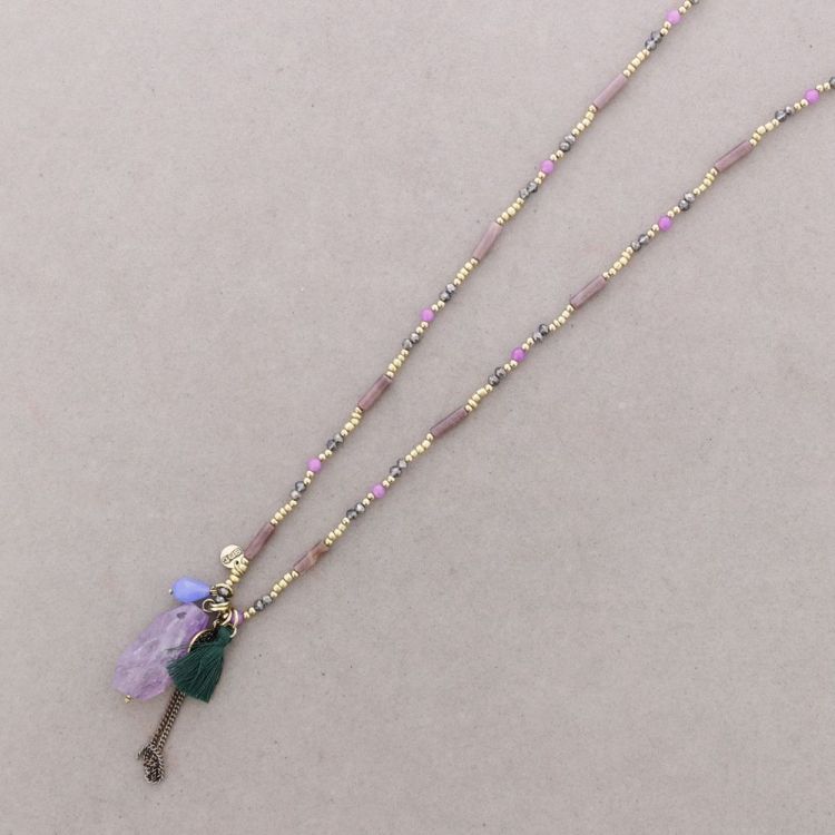COLLAR LARGO PIEDRAS COLGANTE