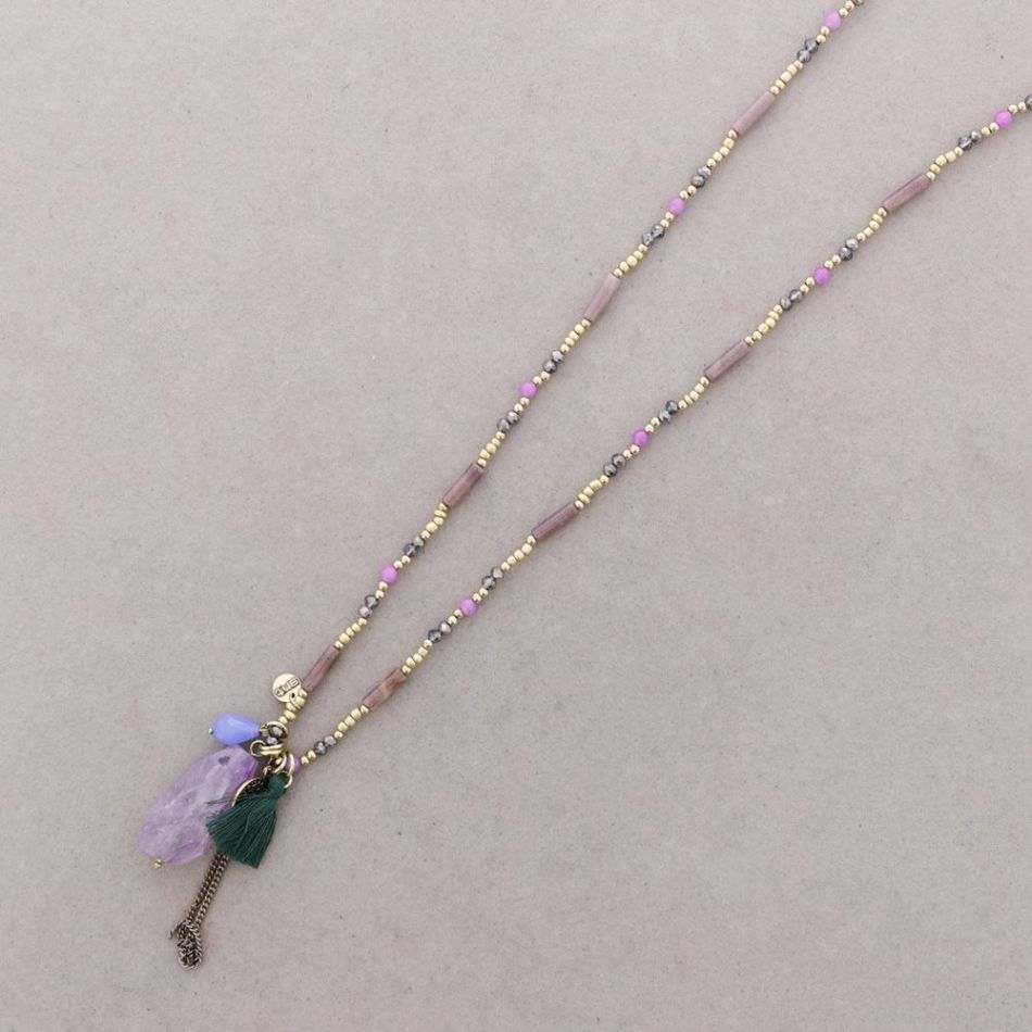 COLLAR LARGO PIEDRAS COLGANTE