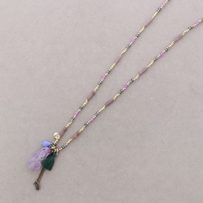 COLLAR LARGO PIEDRAS COLGANTE