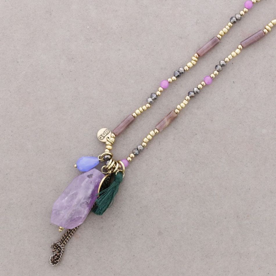 COLLAR LARGO PIEDRAS COLGANTE