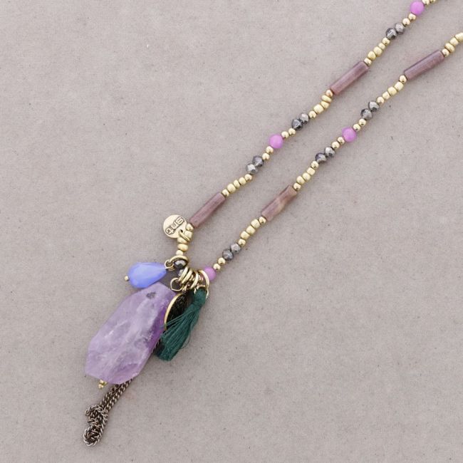 COLLAR LARGO PIEDRAS COLGANTE