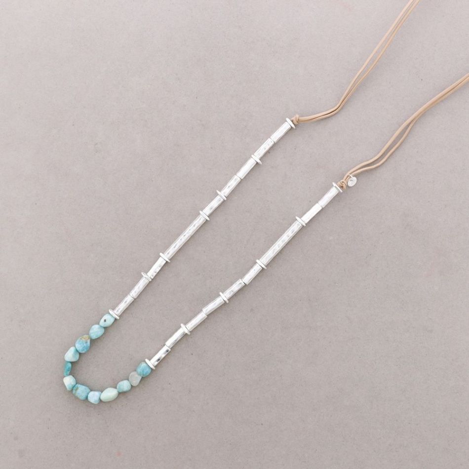 COLLAR LARGO CUENTAS PIEDRAS