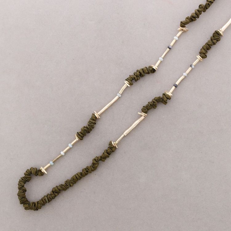 ROUGH LONG NECKLACE STONES METAL BEADS