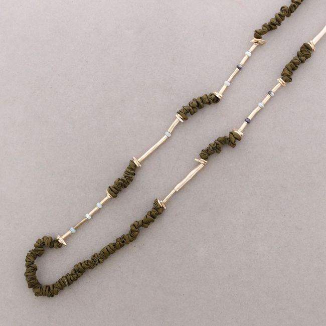 ROUGH LONG NECKLACE STONES METAL BEADS