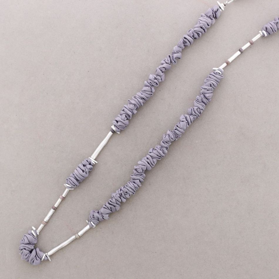 ROUGH LONG NECKLACE STONES METAL BEADS