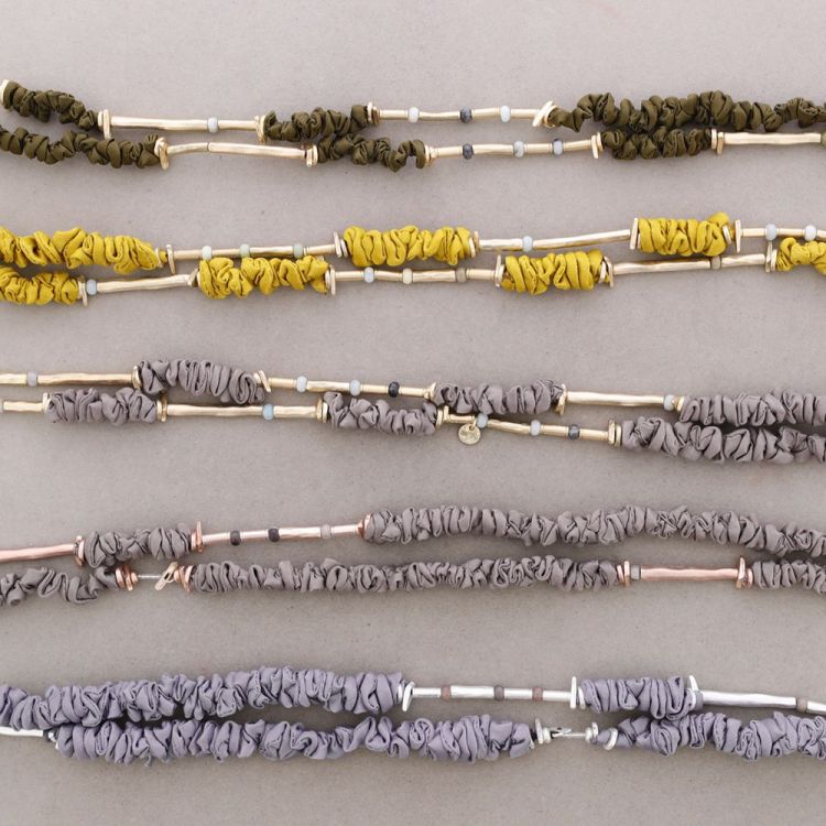 ROUGH LONG NECKLACE STONES METAL BEADS 2