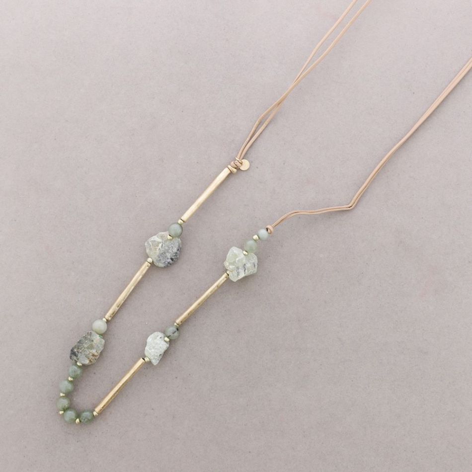 COLLAR LARGO CUENTAS PIEDRAS