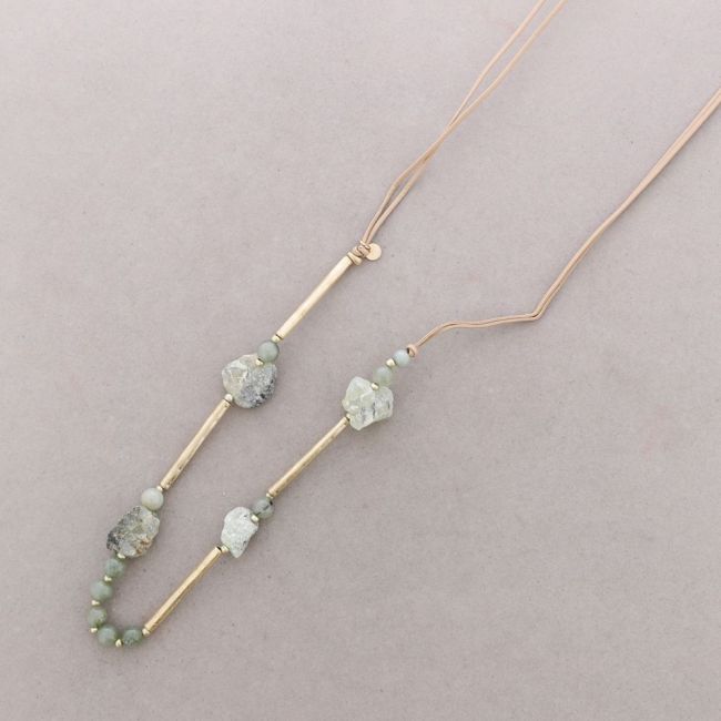 COLLAR LARGO CUENTAS PIEDRAS