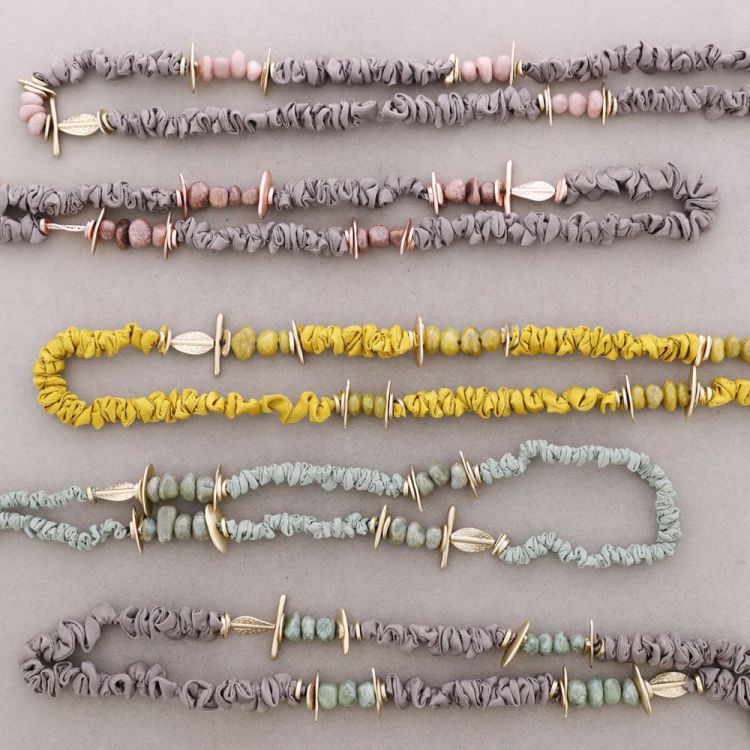 ROUGH LONG NECKLACE STONES METAL BEADS 2