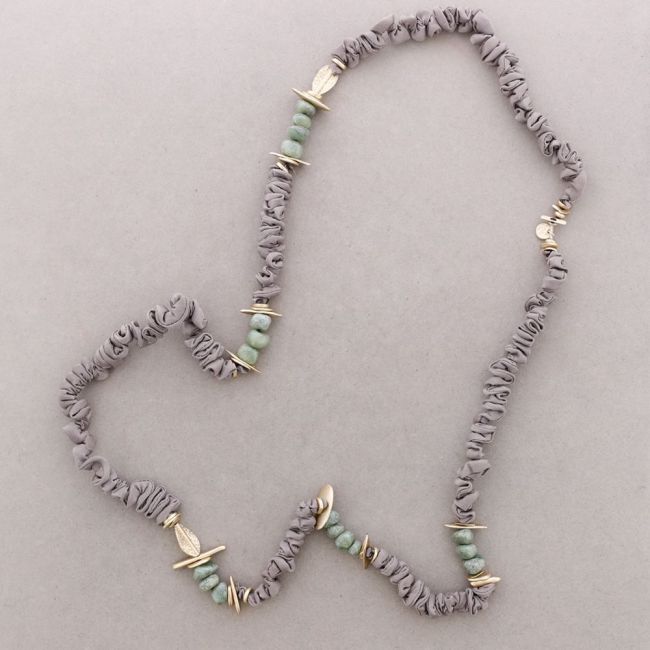 ROUGH LONG NECKLACE STONES METAL BEADS