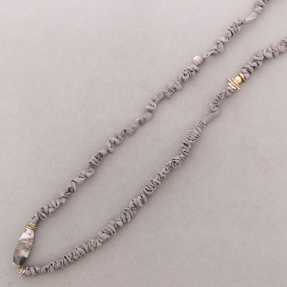 ROUGH LONG NECKLACE STONES METAL BEADS