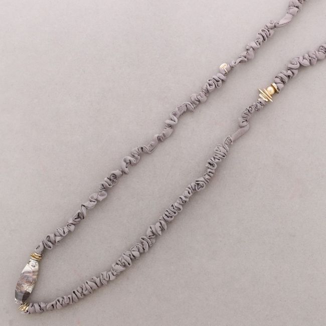 ROUGH LONG NECKLACE STONES METAL BEADS